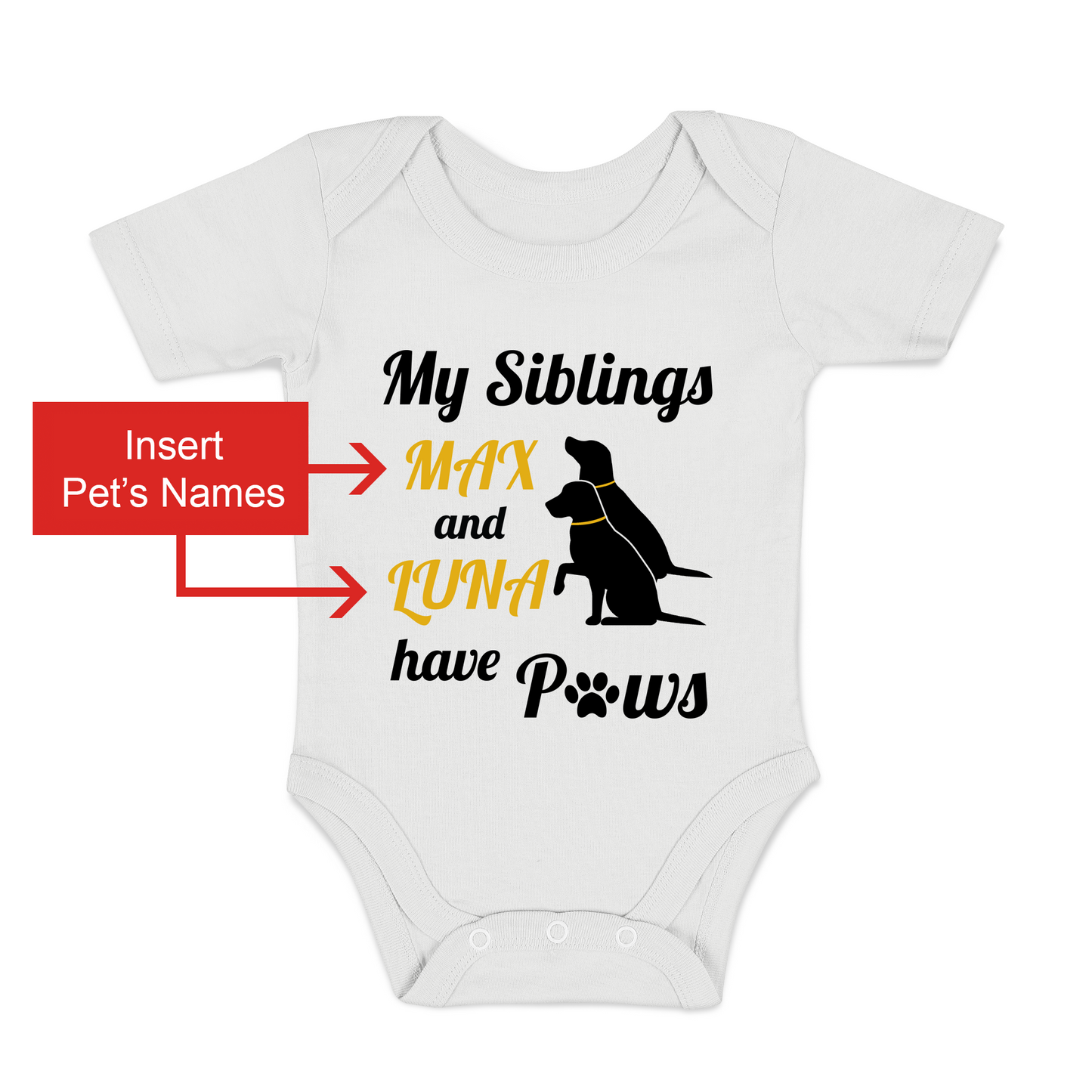 [Personalized] Endanzoo Organic Baby Bodysuit - Pair of DOGS I My Siblings have Paws