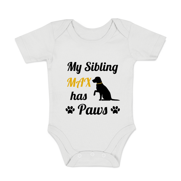 [Personalized] Endanzoo Organic Baby Bodysuit - Single DOG I My Sibling has Paws