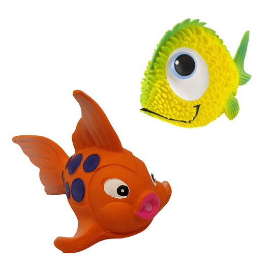 Lanco Natural Rubber Bath Toy - Yellow Fish Sol & Goldfish Ora