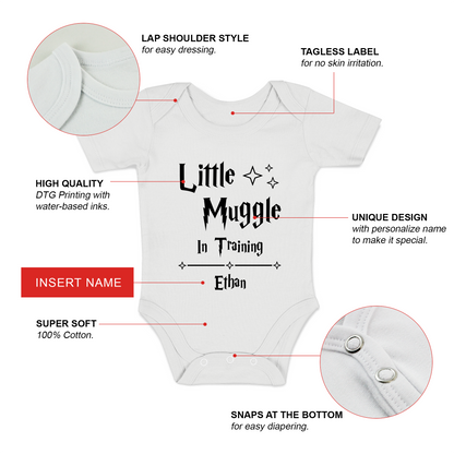 [Personalized] Endanzoo Baby Gift Bundle I Organic Baby Onesie & Photo Props - Little Muggle in Training