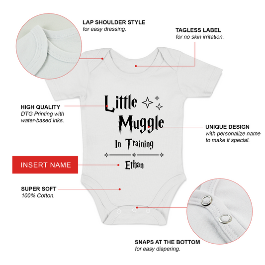 [Personalized] Little Muggle in Training - Baby Gift Bundle I Organic Baby Onesie & Photo Props