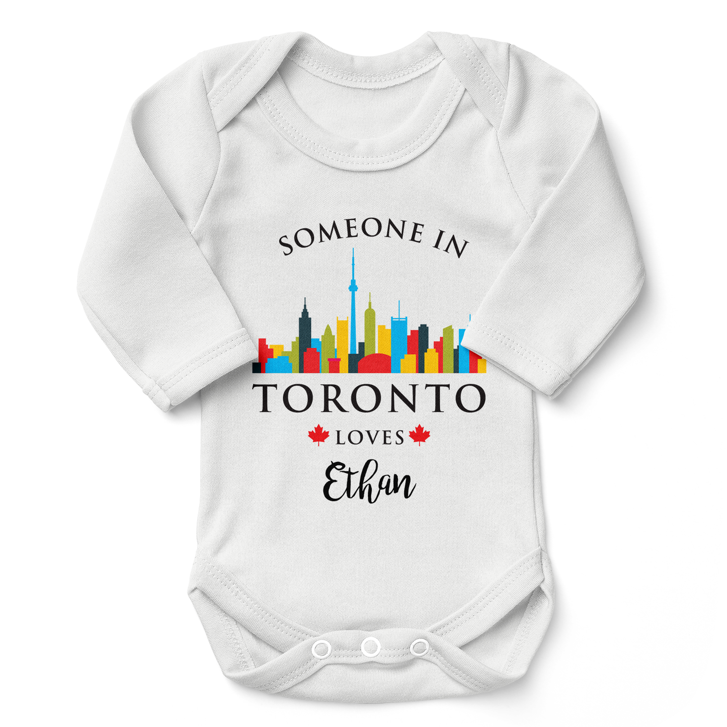 [Personalized] Endanzoo Organic Long Sleeve Baby Bodysuit - Someone in Toronto Loves You
