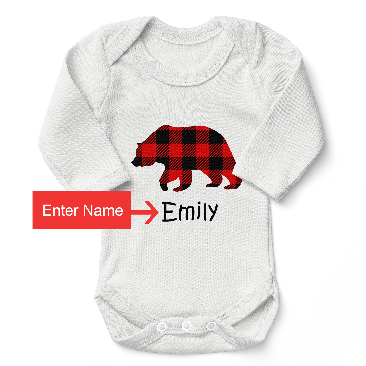 [Personalized] Endanzoo Organic Long Sleeve Baby Bodysuit - Baby Bear