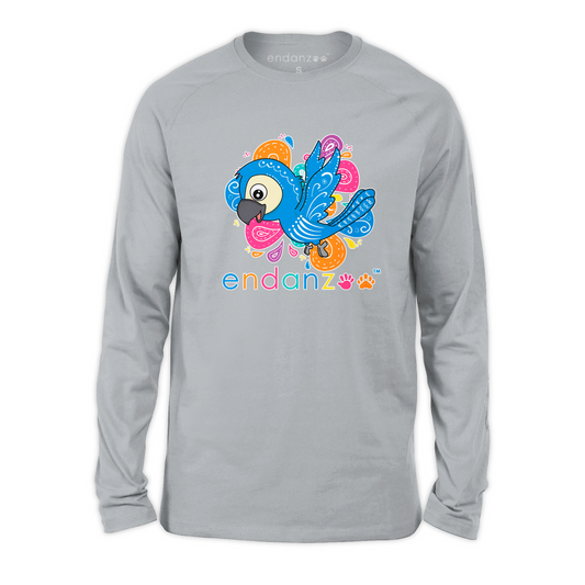 Endanzoo Organic Three-quarter Sleeve Kids Tee Shirt - Macaw Bird Celebration