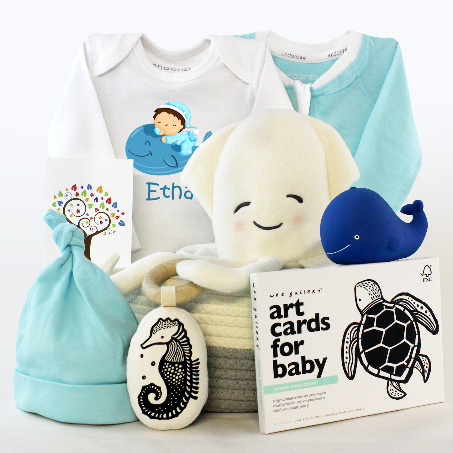 Zeronto Baby Boy Gift Basket - Mighty Blue Ocean
