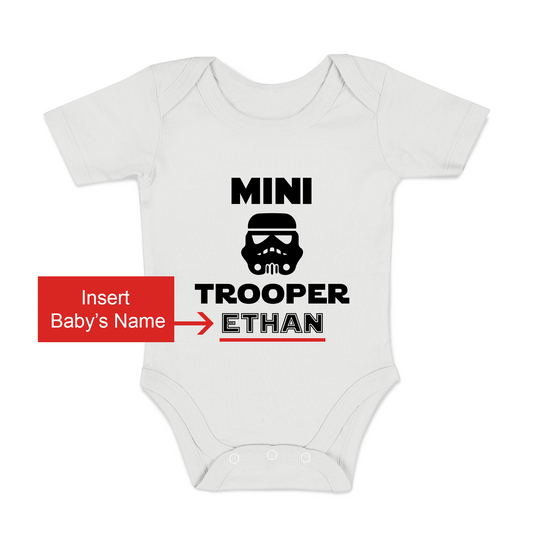 [Personalized] Mini Stormtrooper Movie Organic Baby Bodysuit