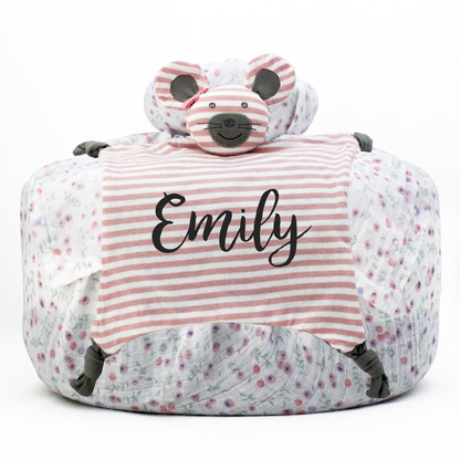 Wrapped with Muslin Swaddle Blanket (Multi Floral) + Blankie Toy (Ballerina Mouse)