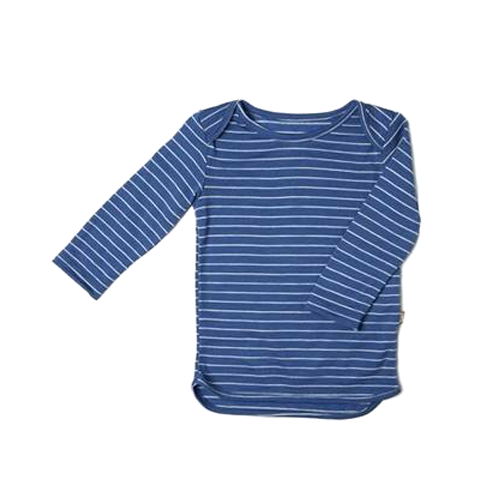 Nui Organics Merino Wool Long Sleeve Tee - Azul Stripe