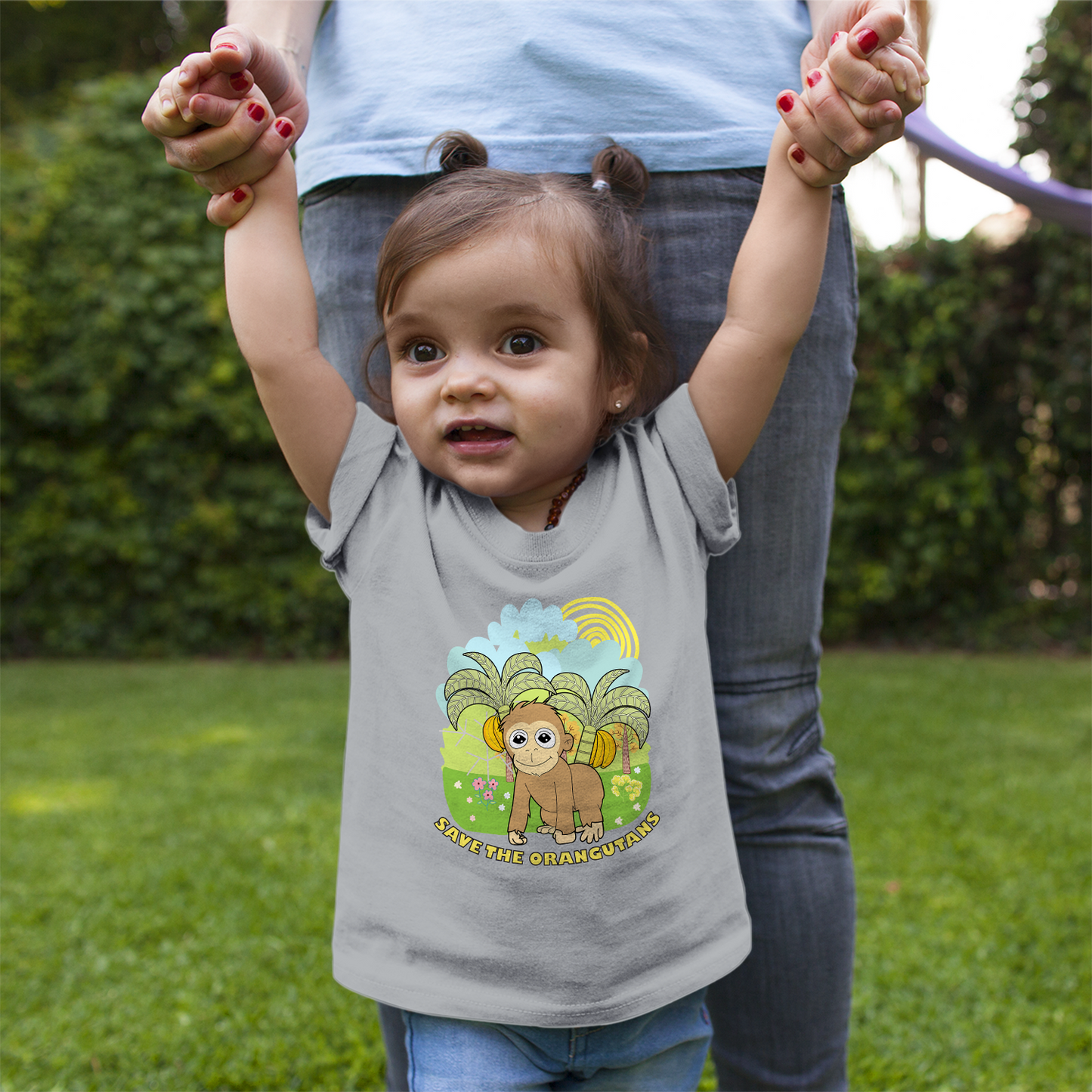 Endanzoo Organic Short Sleeve Kids Tee Shirt - Save The Orangutans
