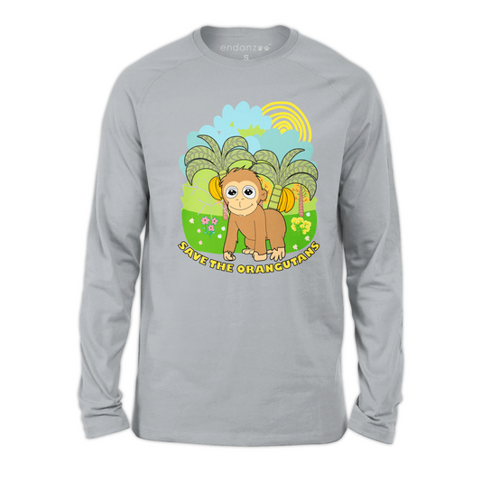 Endanzoo Organic Three-quarter Sleeve Kids Tee Shirt - Orangutan In A Wonderful World