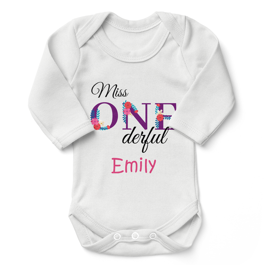 [Personalized] Endanzoo Organic Baby Bodysuit - Miss ONEderful Birthday Girl