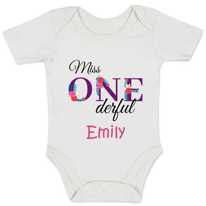 [Personalized] Endanzoo Organic Baby Bodysuit - Miss ONEderful Birthday Girl
