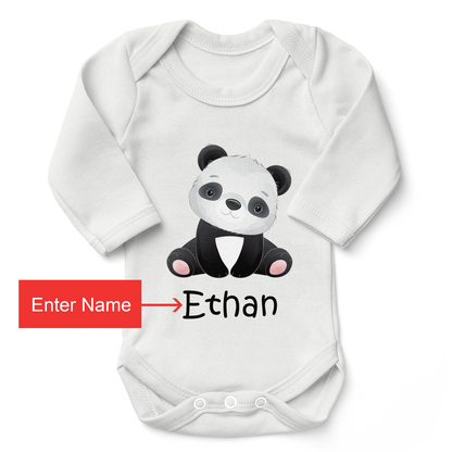 Personalized Matching Mom & Baby Organic Outfits - Panda Family (White)