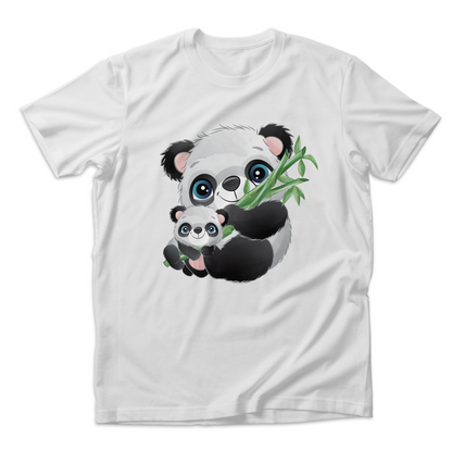 Personalized Matching Mom & Baby Organic Outfits - Panda Family (White)