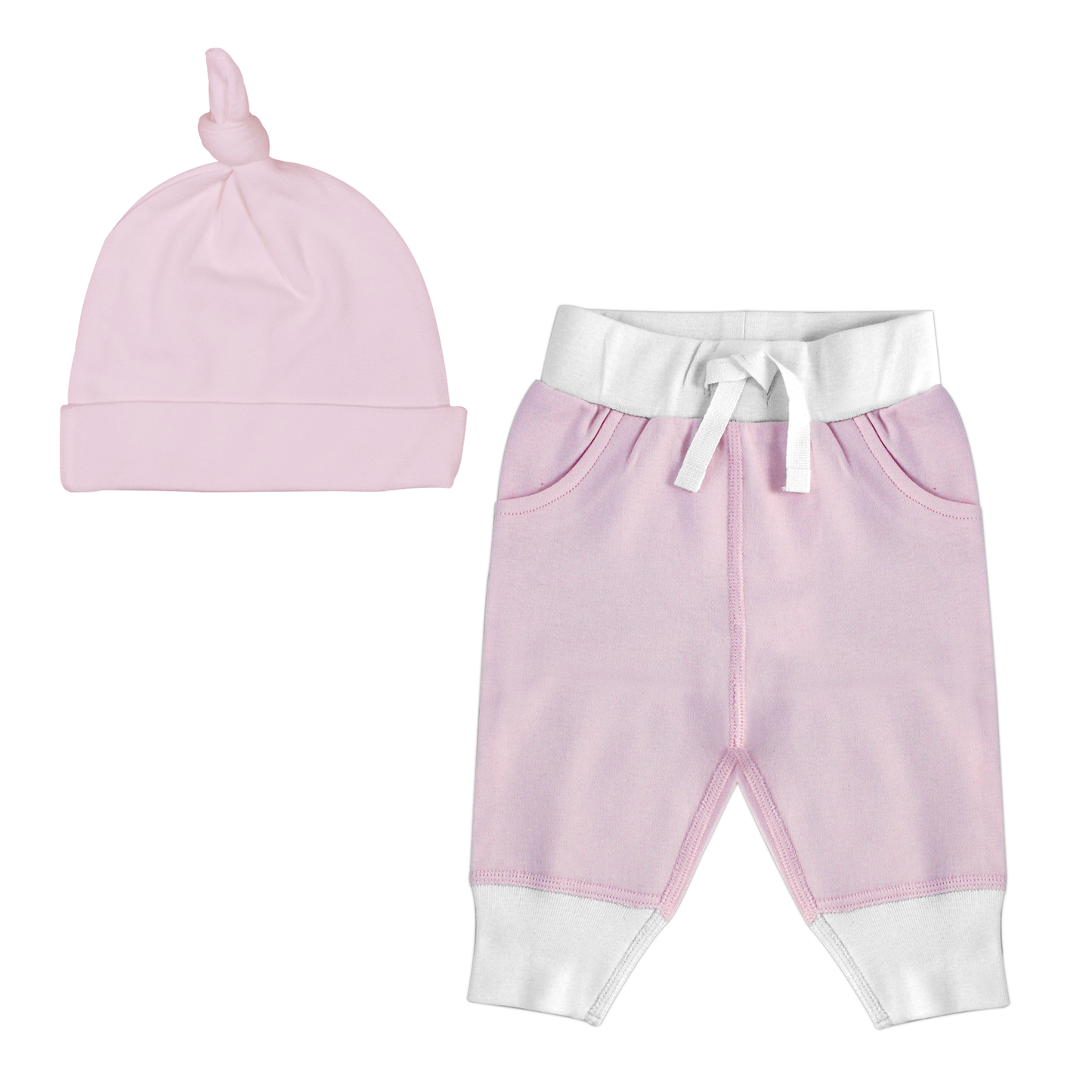 Endanzoo Matching Organic Cuff Pant & Knotted Beanie - Pink