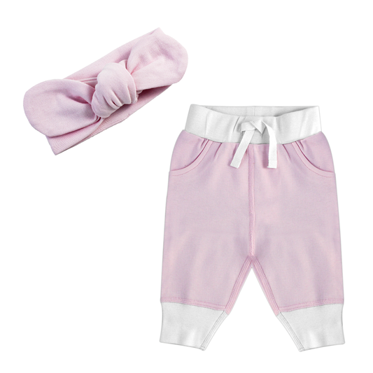 Endanzoo Matching Organic Cuff Pant & Headband - Pink