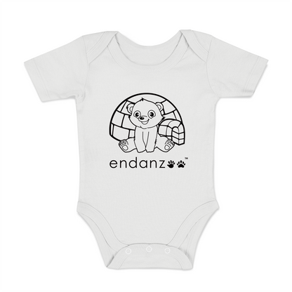 Endanzoo Organic Short Sleeve Bodysuit - Polar Bear & Igloo