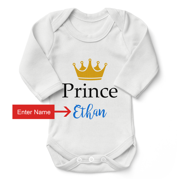 [Personalized] Endanzoo Organic Long Sleeves Baby Bodysuit - Prince Boy