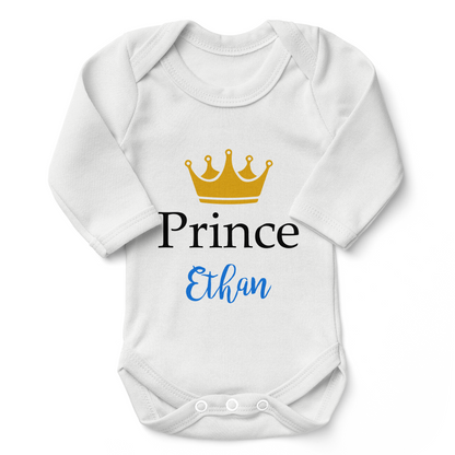 [Personalized] Endanzoo Organic Long Sleeves Baby Bodysuit - Prince Boy