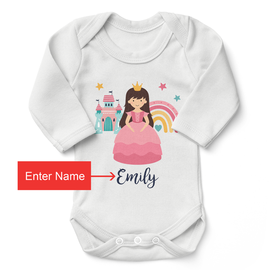 [Personalized] Magical Princess Organic Long Sleeve Baby Bodysuit