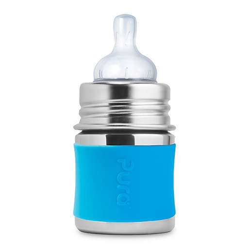 Pura 5oz Infant Stainless Steel Bottle (Aqua with sleeves)