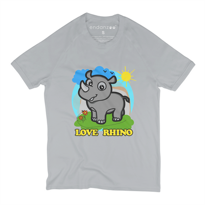 Endanzoo Organic Short Sleeve Kids Tee Shirt - Rhino In A Wonderful World