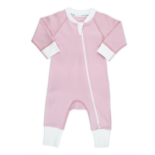 Endanzoo Organic Double Zippered Romper - Pink
