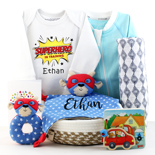 Zeronto Baby Boy Gift Basket - Little Superhero