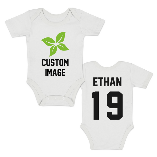 [Custom IMAGE] Endanzoo Organic Short Sleeves Baby Bodysuit I Sports Team I Front & Back