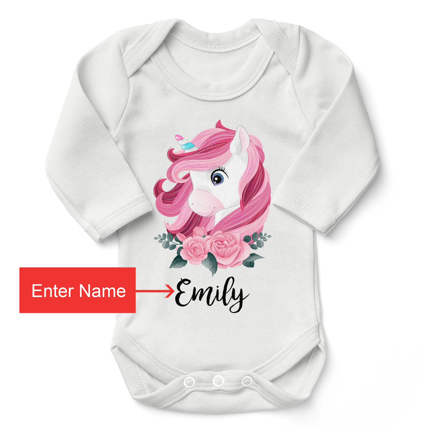 Personalized Matching Mom & Baby Organic Outfits - Unicorn Family (White)