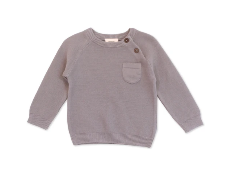 Viverano Organic Knit Cotton Milan Raglan Pullover Sweater - Grey