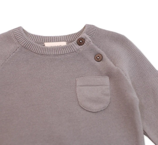 Viverano Organic Knit Cotton Milan Raglan Pullover Sweater - Grey