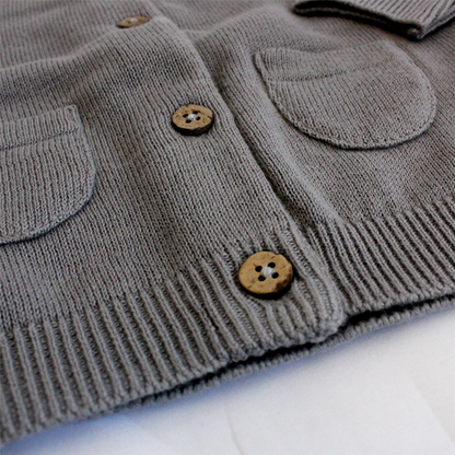 Viverano Organic Knit Cotton Button Front Cardigan - Grey