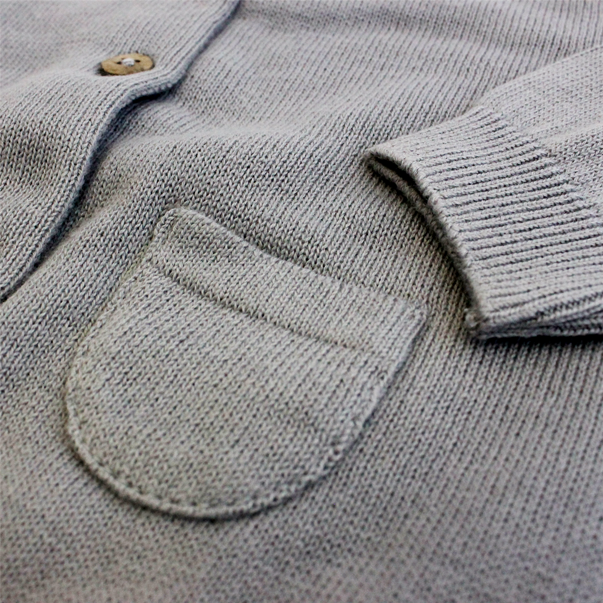 Viverano Organic Knit Cotton Button Front Cardigan - Grey