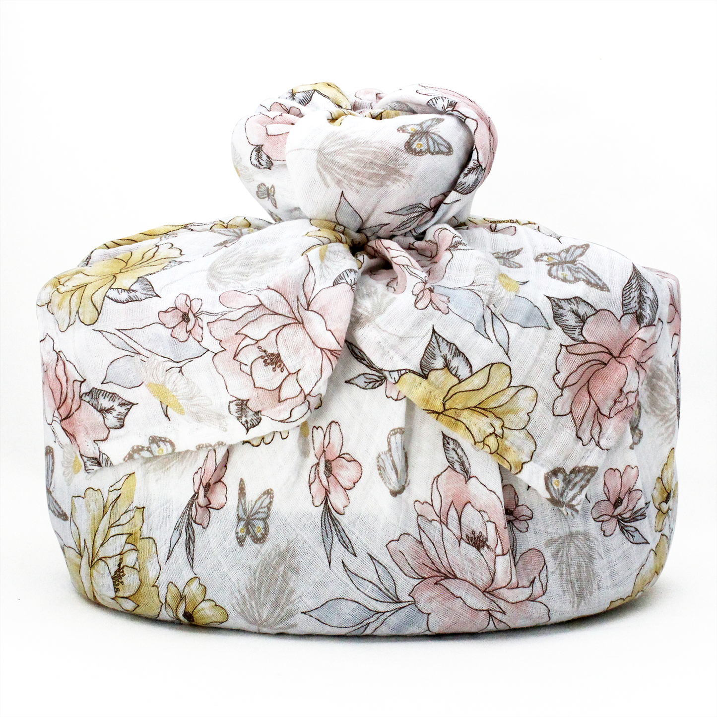 Wrapped with Muslin Swaddle Blanket (Vintage Floral) + Blankie Toy (Belle Cow)