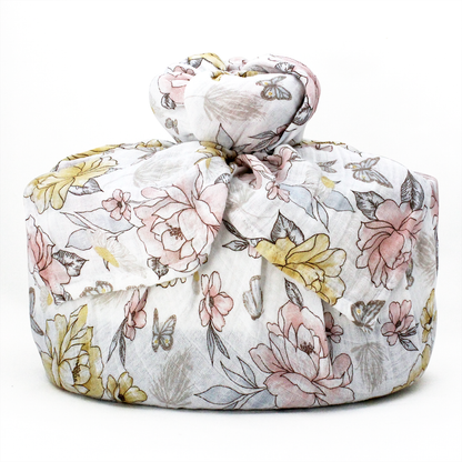 Wrapped with Muslin Swaddle Blanket (Vintage Floral) + Blankie Toy (Belle Cow)
