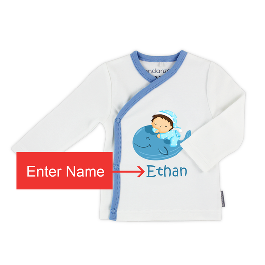 [Personalized] Endanzoo Organic Kimono Shirt Baby Boy - Whale's Best friend