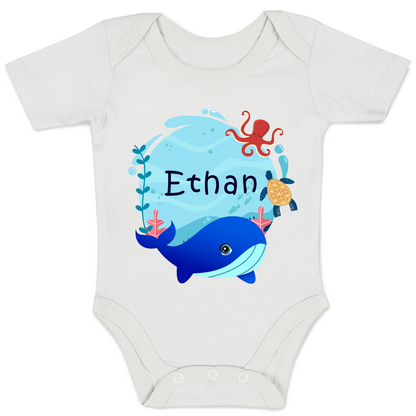 [Personalized] Endanzoo Organic Baby Bodysuit - Whale & Friends