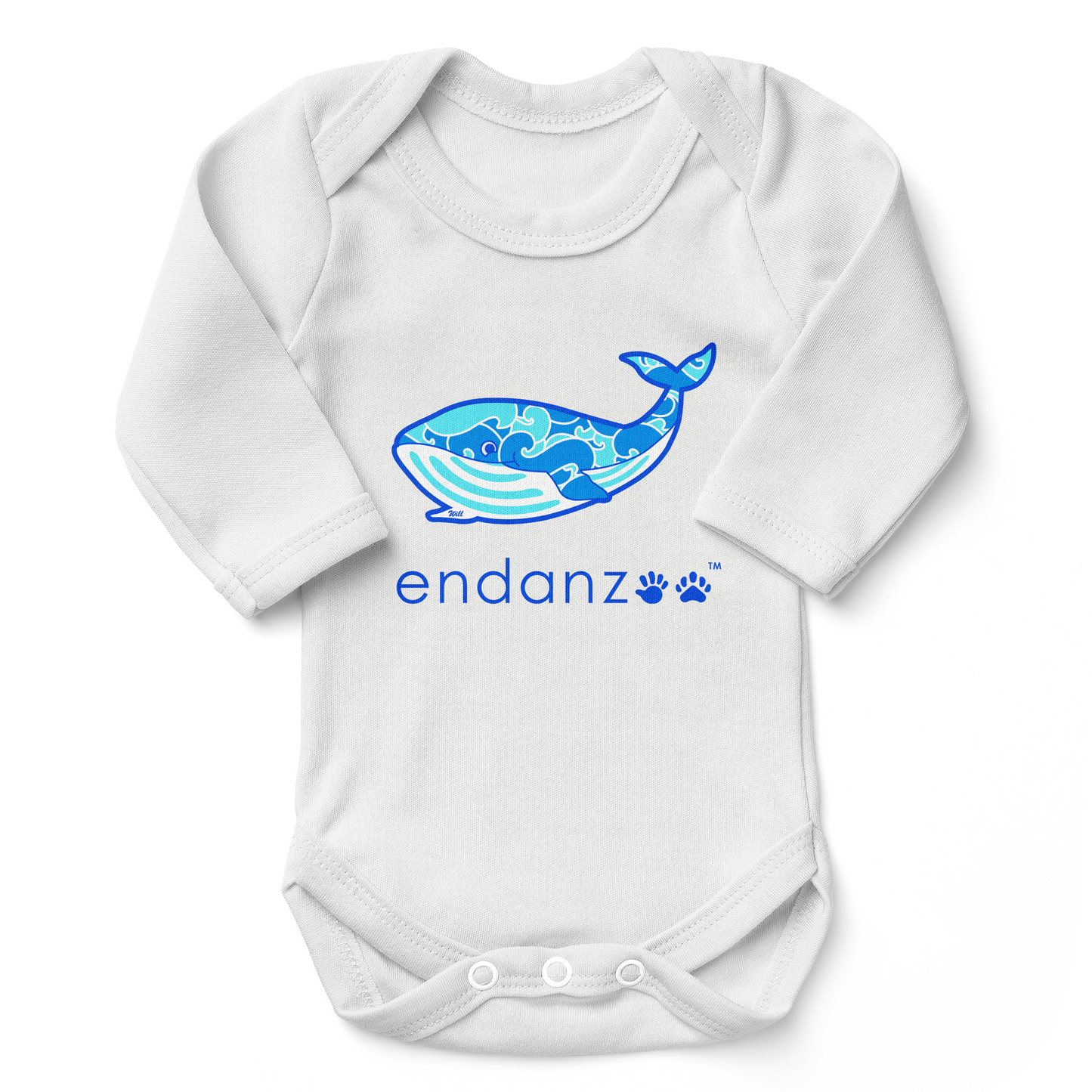 Endanzoo Organic Baby Bodysuit - Whale Making Waves