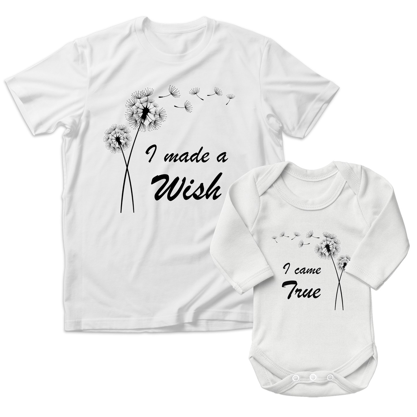 Endanzoo Matching Mom & Baby Organic Outfits - I made a Wish (White)