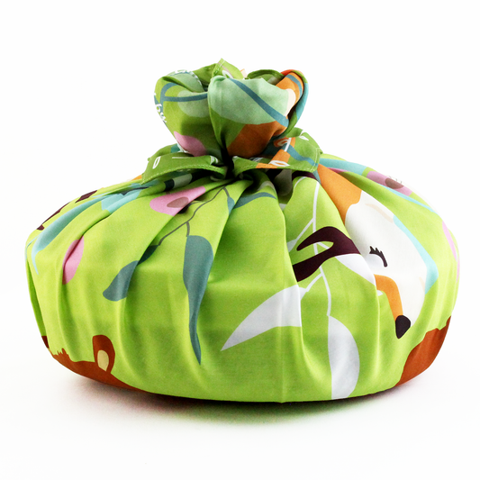 Baby Gift Basket - Woodland Print Furoshiki Wrapping