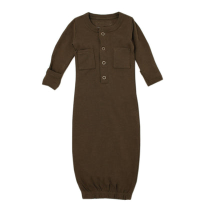 L'ovedbaby Organic Baby Gown - Bark Solid