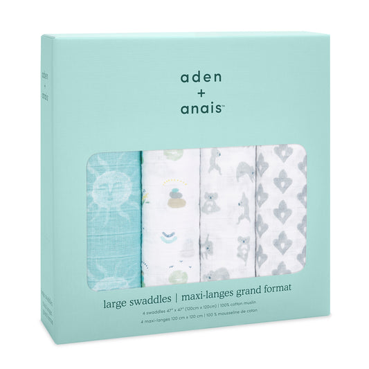 Aden Anais Classic Muslin Swaddle Blankets - Now + Zen Koala (4 Pack)