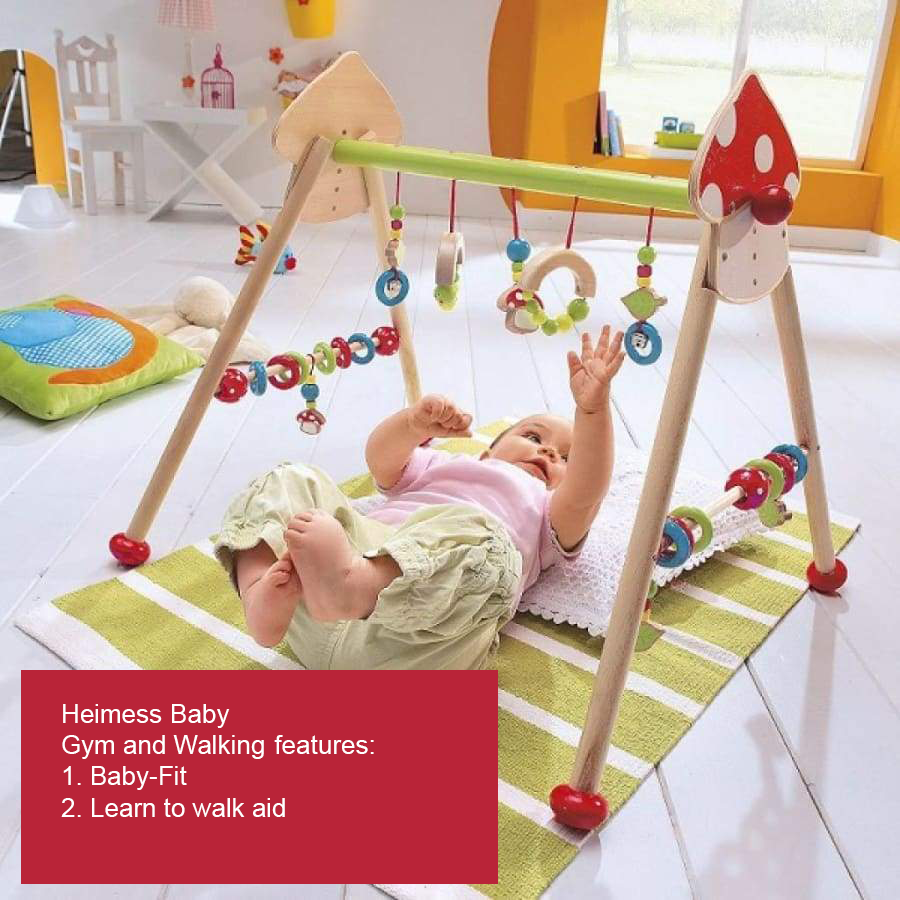 Heimess Wooden 2-in-1 Baby Gym and Walking Bear