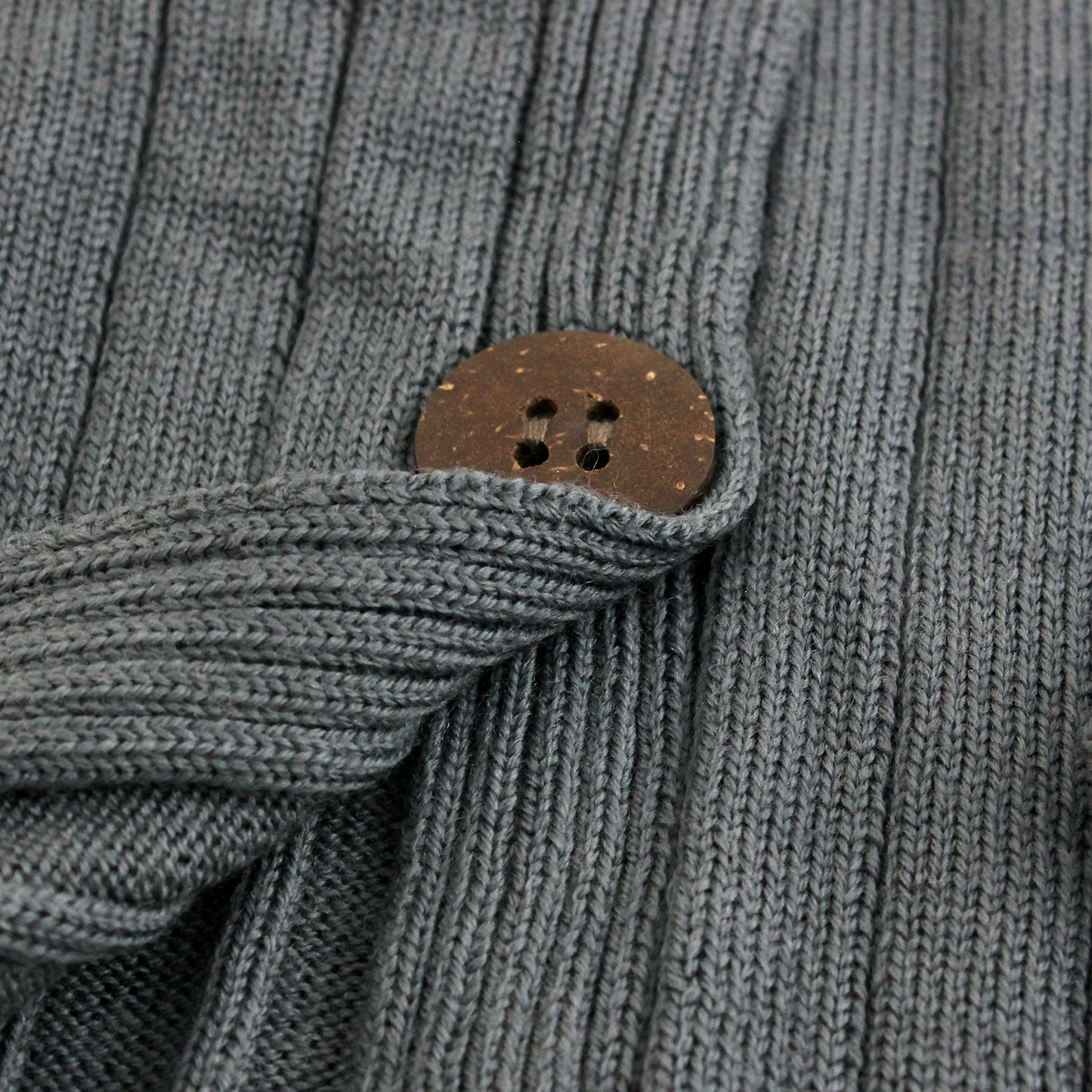 Nui Organics Merino Wool Rib Hood Jacket / Cardigan - Charcoal