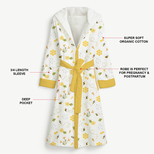 Endanzoo Organic Cotton Maternity Robe For Mom - BumbleBee