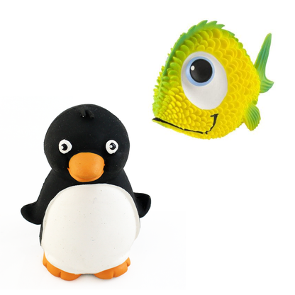 Lanco Natural Rubber Bath Toy - Penguin Zaca & Yellow Fish Sol