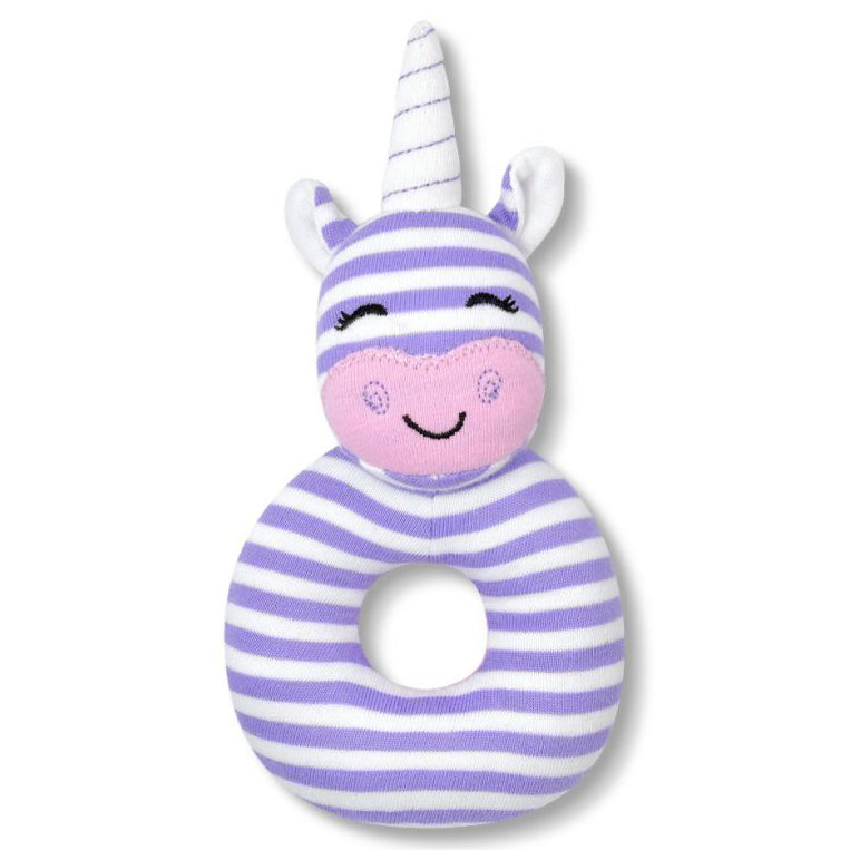 Organic Farm Buddies Cotton Teething Rattle - Cupcake the Unicorn